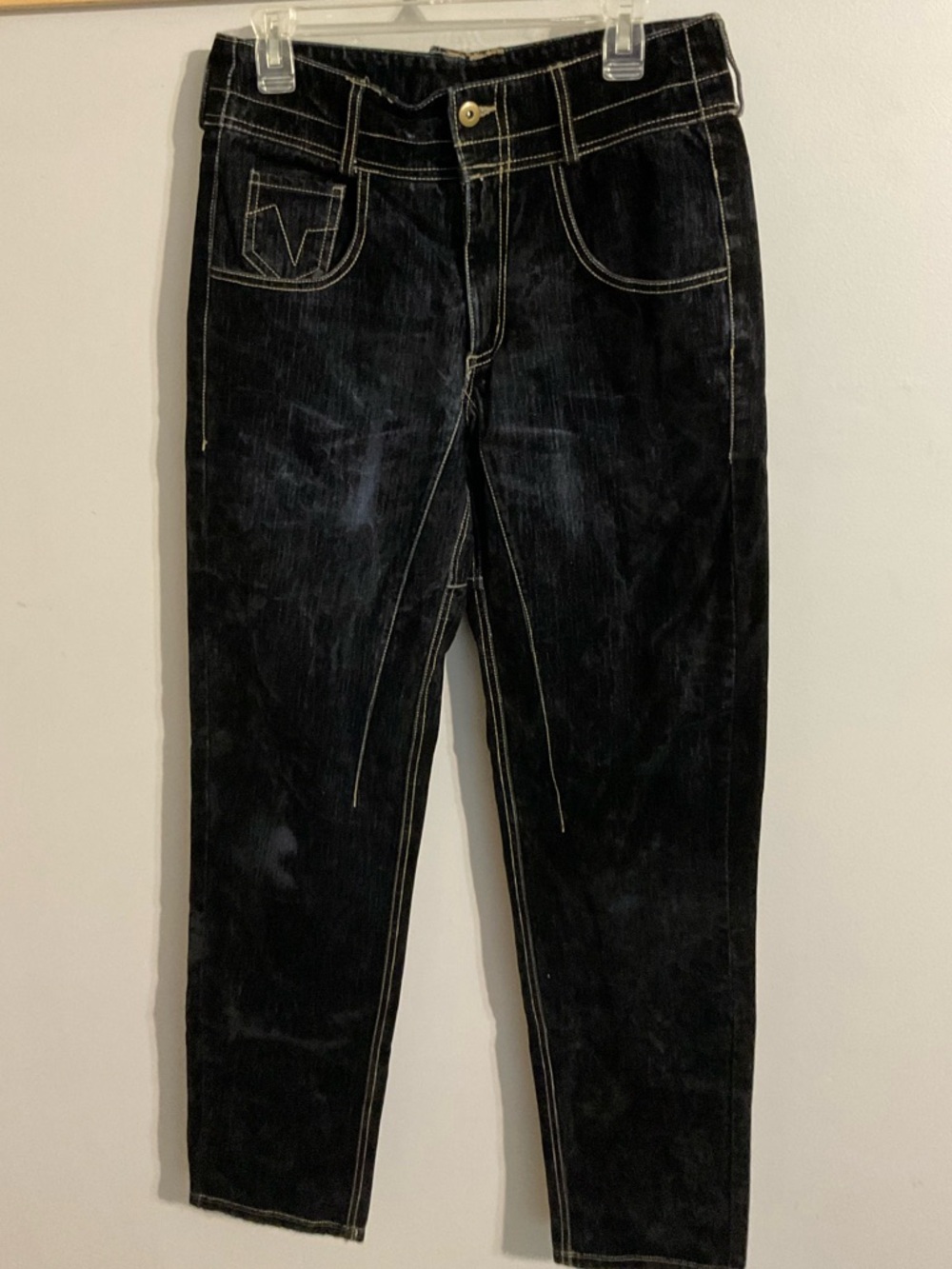Men's Vintage Straight Taper Black Velveteen Western Jeans 30x34